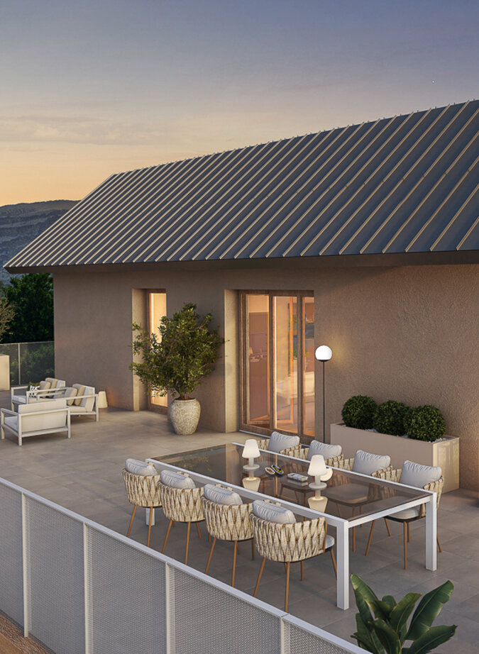 Attique 5 pièces traversant avec grand balcon